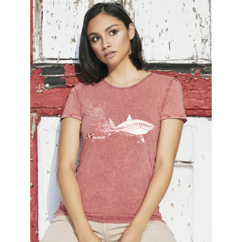 White Shark and Diver Ladie's vintage T-shirt