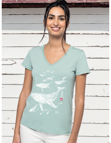 Whales V Neck Organic Ladies T-shirt