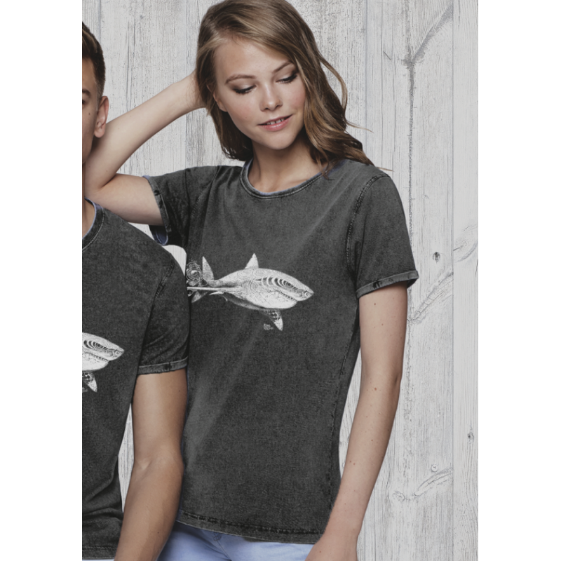 White Shark and Diver Ladie's vintage T-shirt