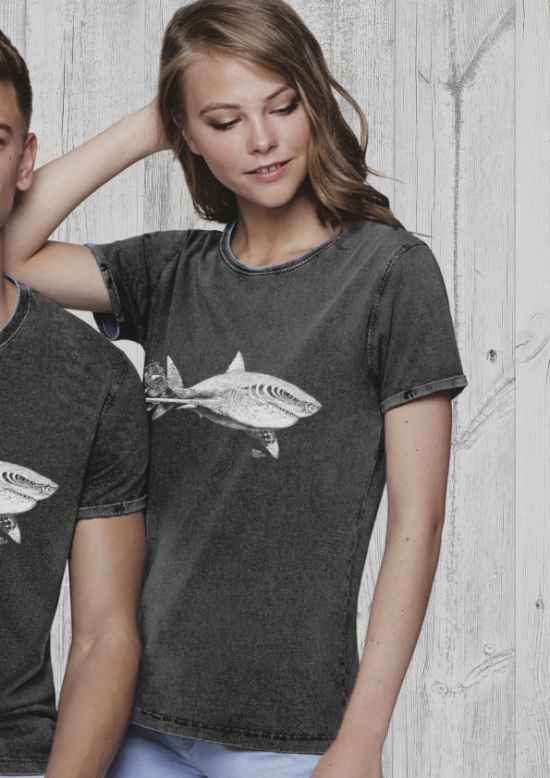 White Shark and Diver Ladie's vintage T-shirt