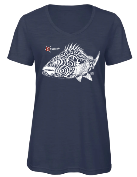 T-shirt Col V Femme Le Mérou tatoo