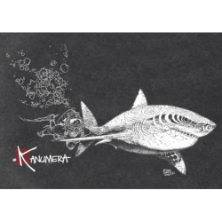 White Shark and Diver Ladie's vintage T-shirt