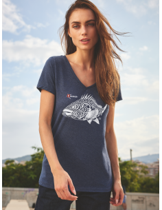 T-shirt Col V Femme Le Mérou tatoo