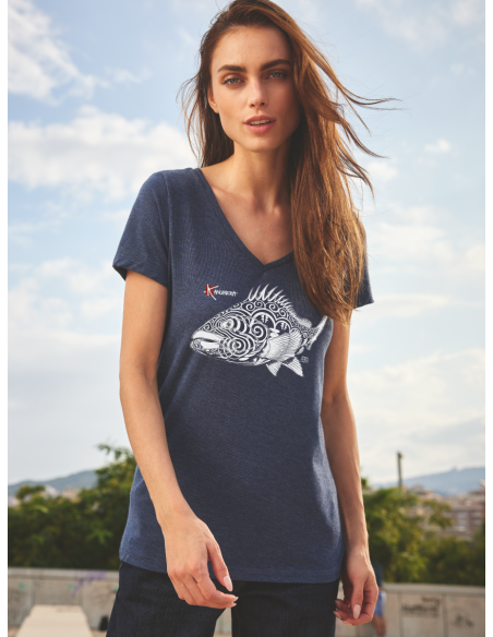 T-shirt Col V Femme Le Mérou tatoo