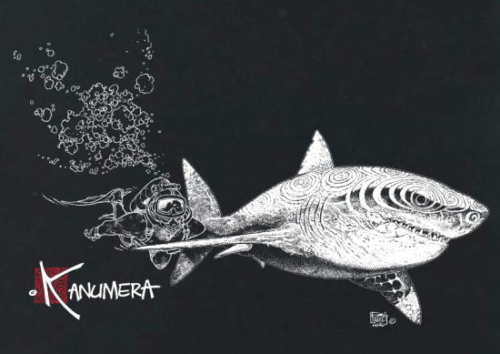 White Shark and Diver Ladies Organic T-shirt