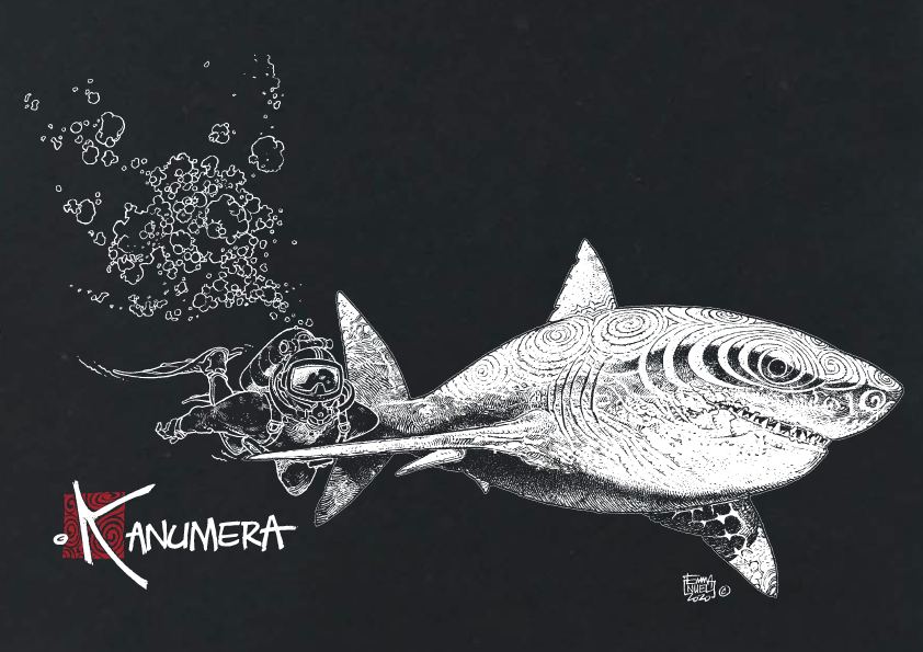 White Shark and Diver Ladies Organic T-shirt