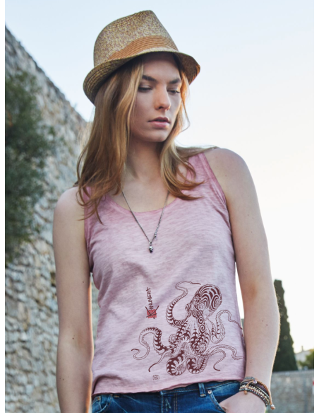 Débardeur délavé Femme La Pieuvre Tatoo