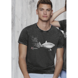 T-shirt délavé Le Requin Blanc et le Plongeur