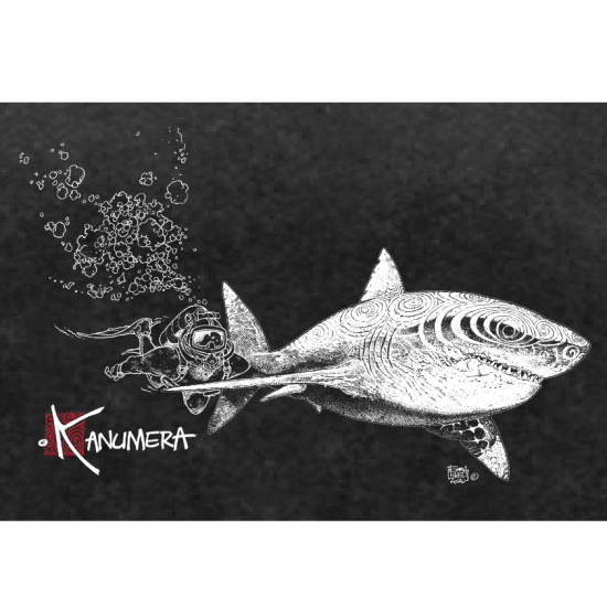 T-shirt délavé Le Requin Blanc et le Plongeur