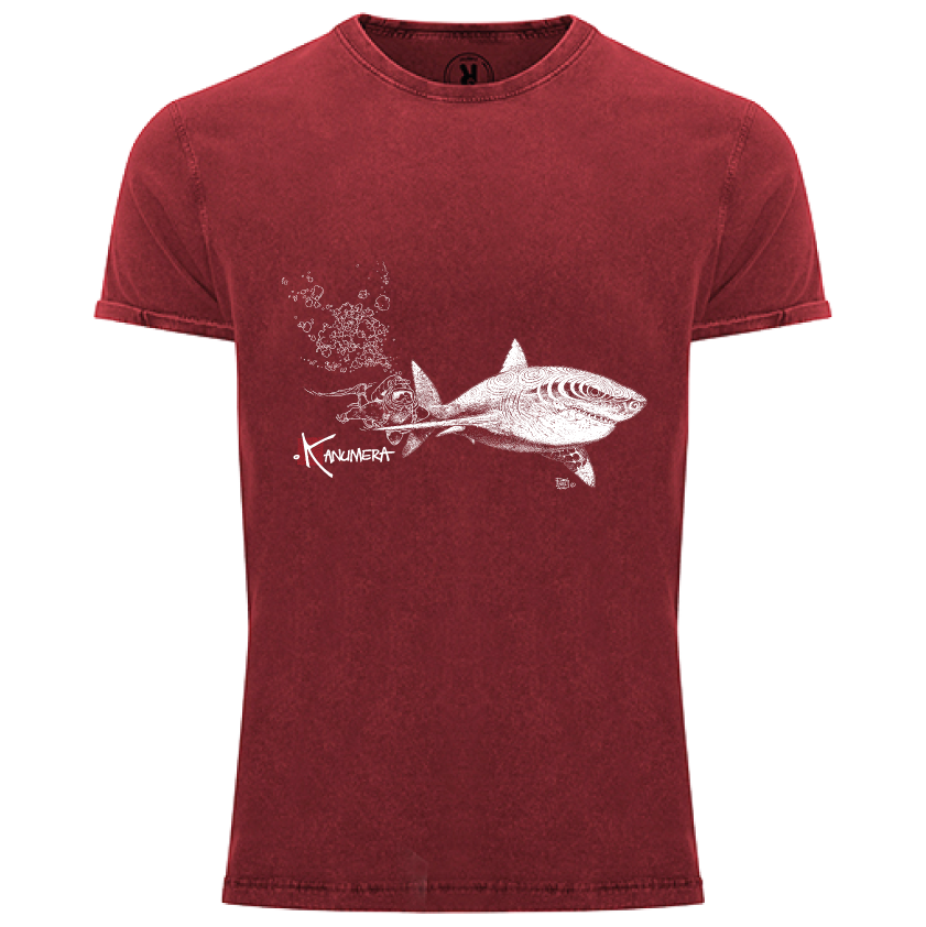 White Shark and Diver Men's vintage T-shirt