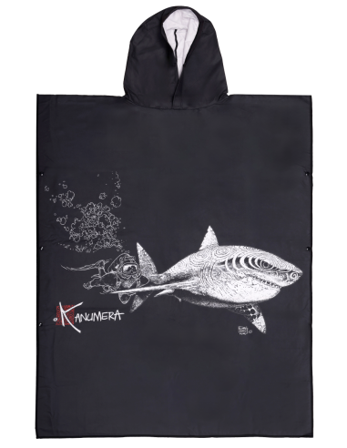 White Shark and Diver Microfibre Poncho (Big Size)