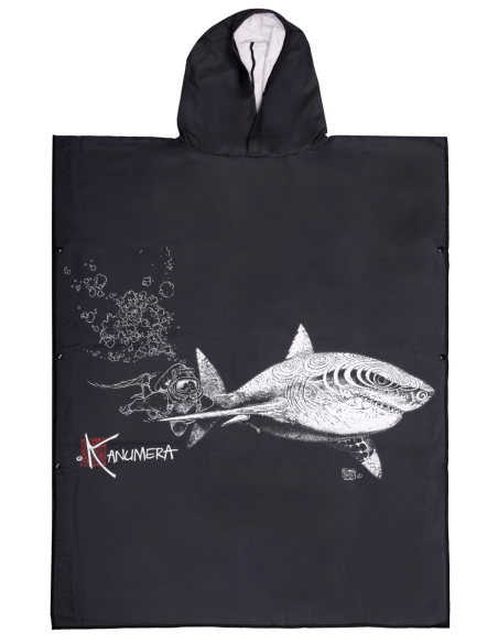 Poncho Microfibre Grand Modèle Le Requin blanc et le Plongeur
