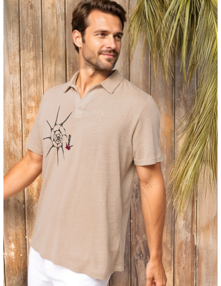 Shellfish Men's linen polo shirt