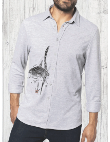 Whale Shark Long-sleevedpiqué knit shirt