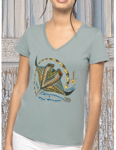 T-shirt Bio Col V Femme Les Raies