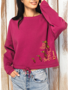 Sweat-shirt Oversize Crop Les Hippocampes