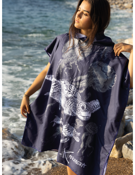 Poncho Microfibre Moyen Modèle Le Banquet des Tortues