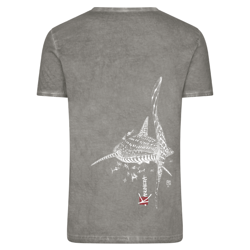 T-shirt délavé col V Le Requin Baleine