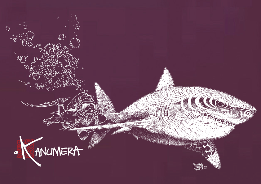 White Shark and Diver kid's  T-shirt