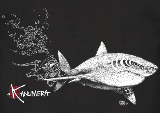 White Shark and Diver kid's  T-shirt