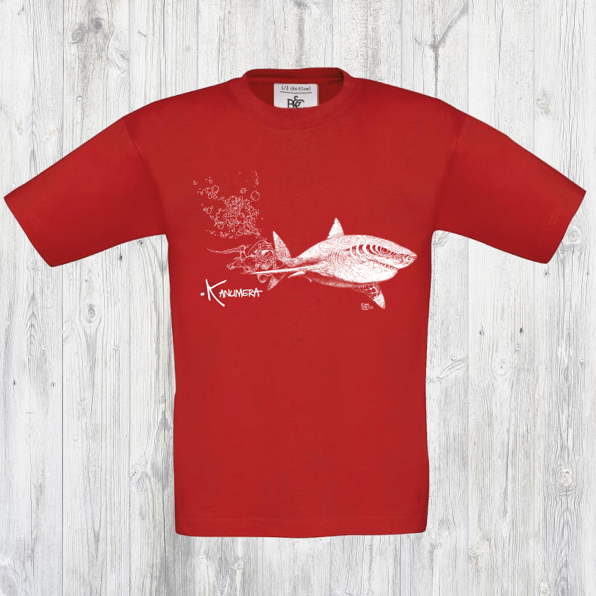 White Shark and Diver kid's  T-shirt