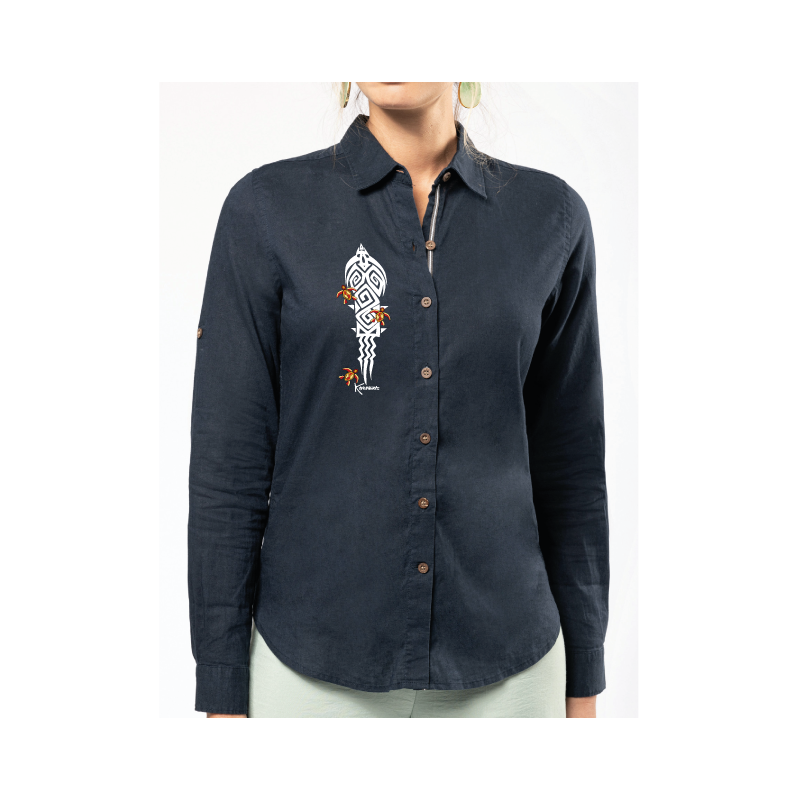 Turtles Ladies long sleeve linen and cotton shirt