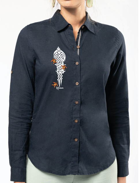 Turtles Ladies long sleeve linen and cotton shirt