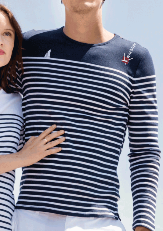 Shark Fin Men’s long-sleeved Breton stripe top