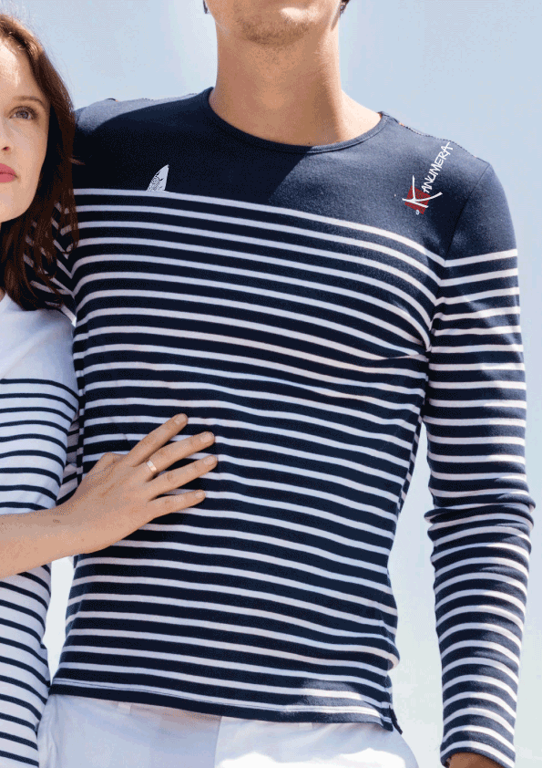 Shark Fin Men’s long-sleeved Breton stripe top
