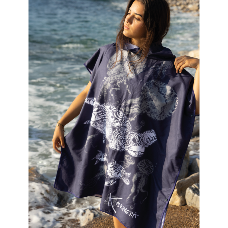 Poncho Microfibre Moyen Modèle Le Banquet des Tortues