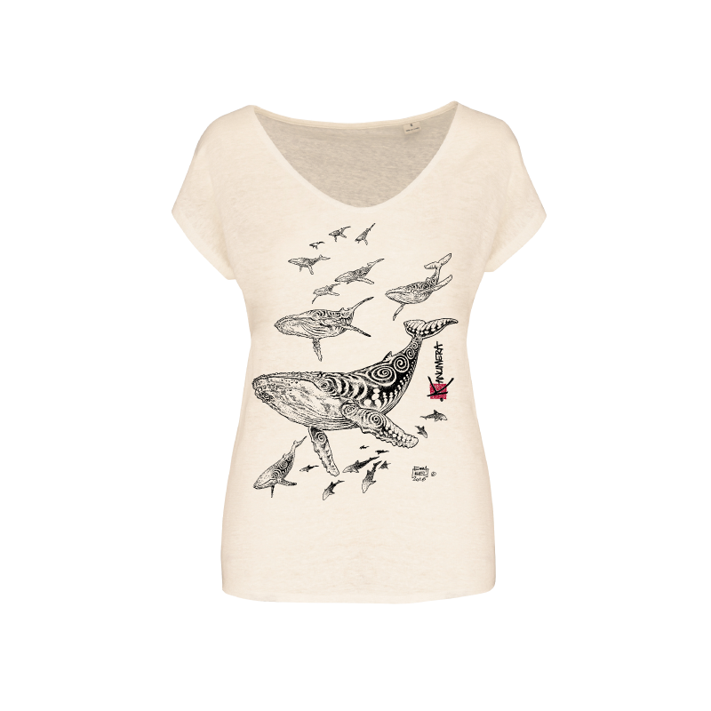 T-shirt en Lin Femme Le Champ de Baleines