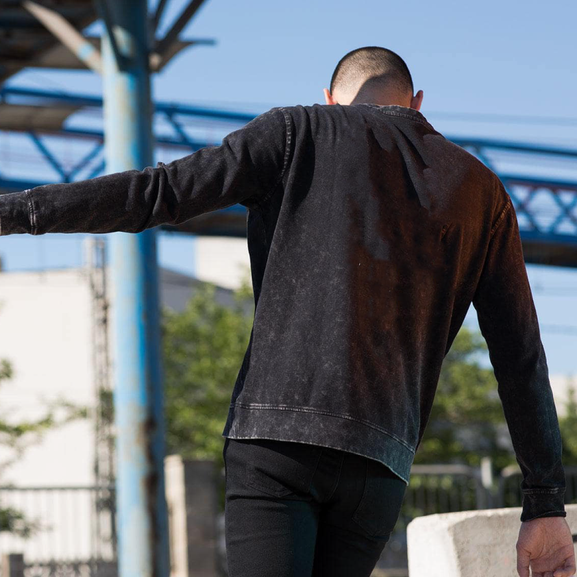 Sweat-shirt délavé Ample Le Requin Blanc et le Plongeur