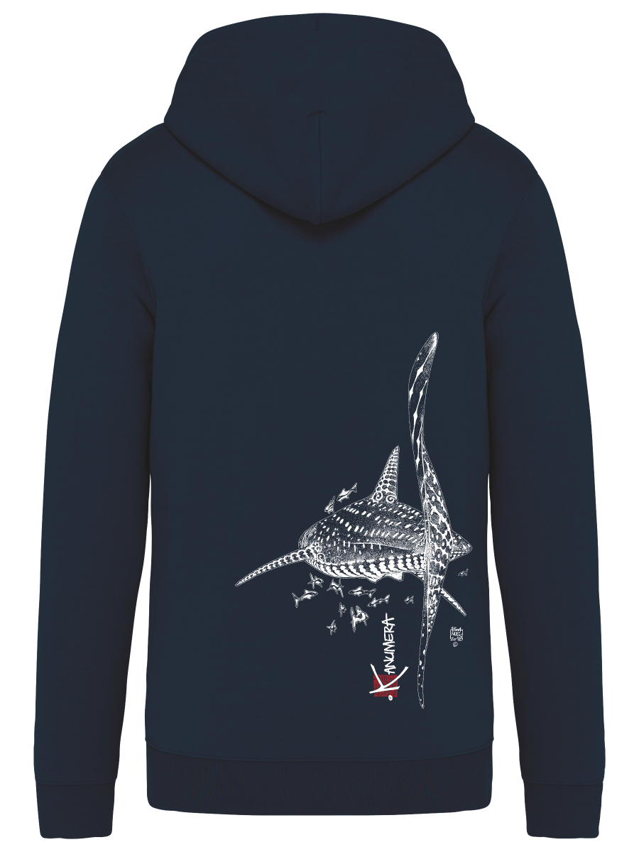 Whale Shark Organic Hooded Zipped Sweat Shirt